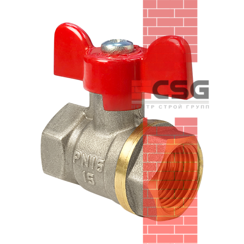 Кран шаровой латунь никель Ду20 Ру40 ВР/НР полнопроходной бабочка  Dist Н122Б арт.1214362CDEK